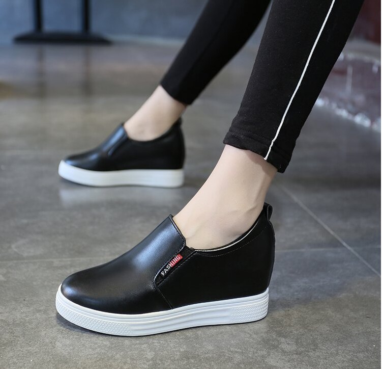 Dam loafers skor läder slip on walking skor vita sneakers fritidsskor balett skor