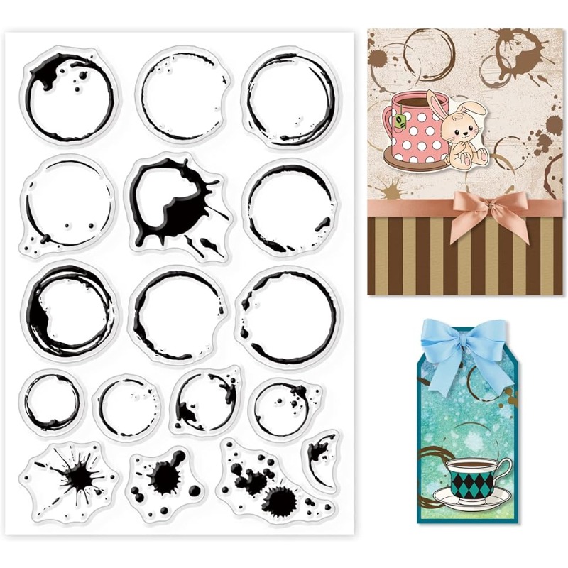 1 Vel Theevlekken Duidelijke Stempel Koffievlekken Achtergrond Transparante Siliconen Stempel Spill voor Scrapbook Kaarten Maken 4,3 x 6,3 Inch