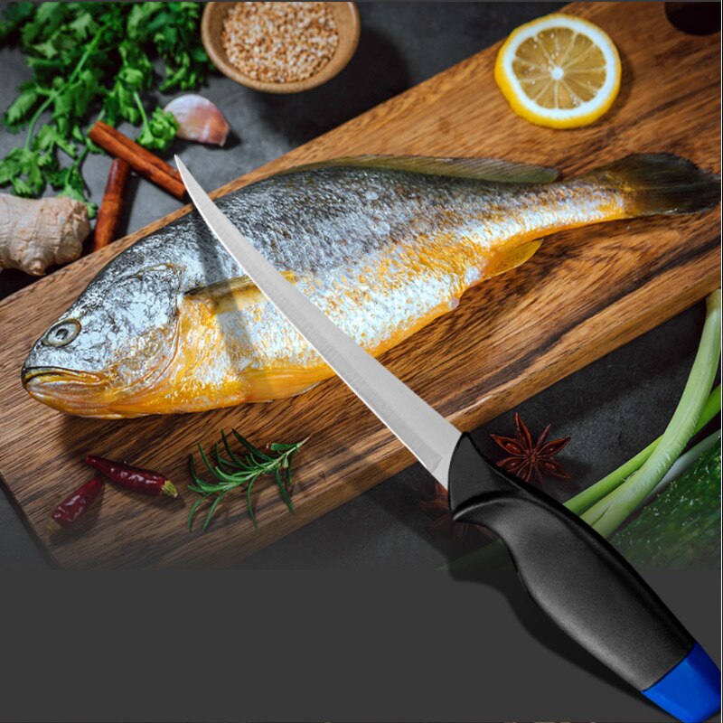 Couteau à désosser incurvé de 6 pouces couteau à filet d&#39;extérieur avec étui de protection couteau tranchant en acier inoxydable 3cr14 viande poisson volaille outils