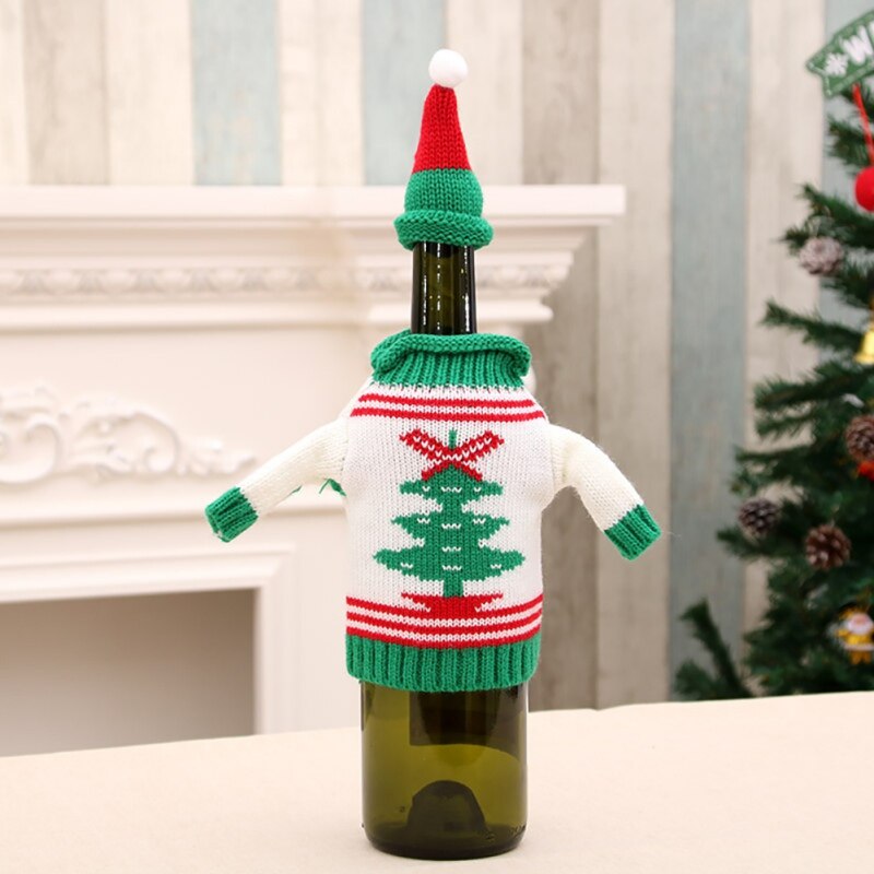 Świąteczny pokrowiec na butelkę wina sweter na butelkę wina pokrywa ozdoby na butelki świąteczne ozdoby