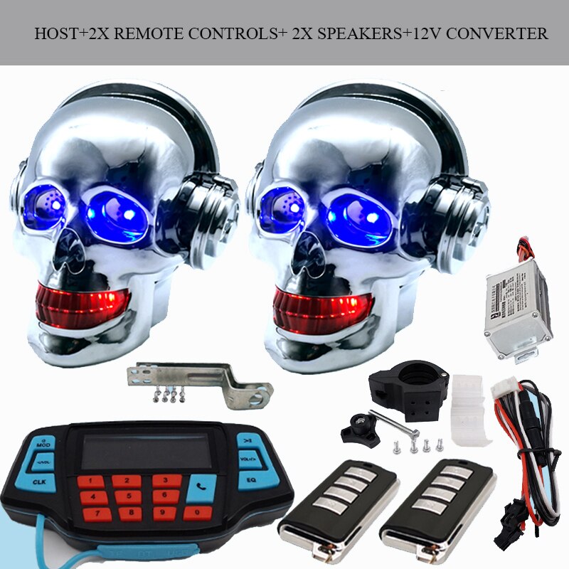 Motorcycle skull loudspeaker With Bluetooth MP3 waterproof Subwoofer Mobile phone call vehicle Electric vehicle Anti theft Color