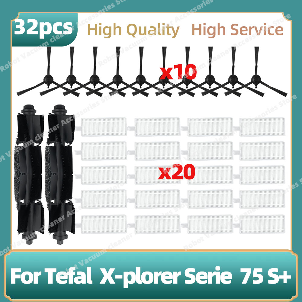 Compatibel Voor Tefal Rowenta X-plorer Serie 75S RR8577WH/75S + RG8597W Roller Belangrijkste Zijborstel Hepa Filter Mop doek Onderdelen: green