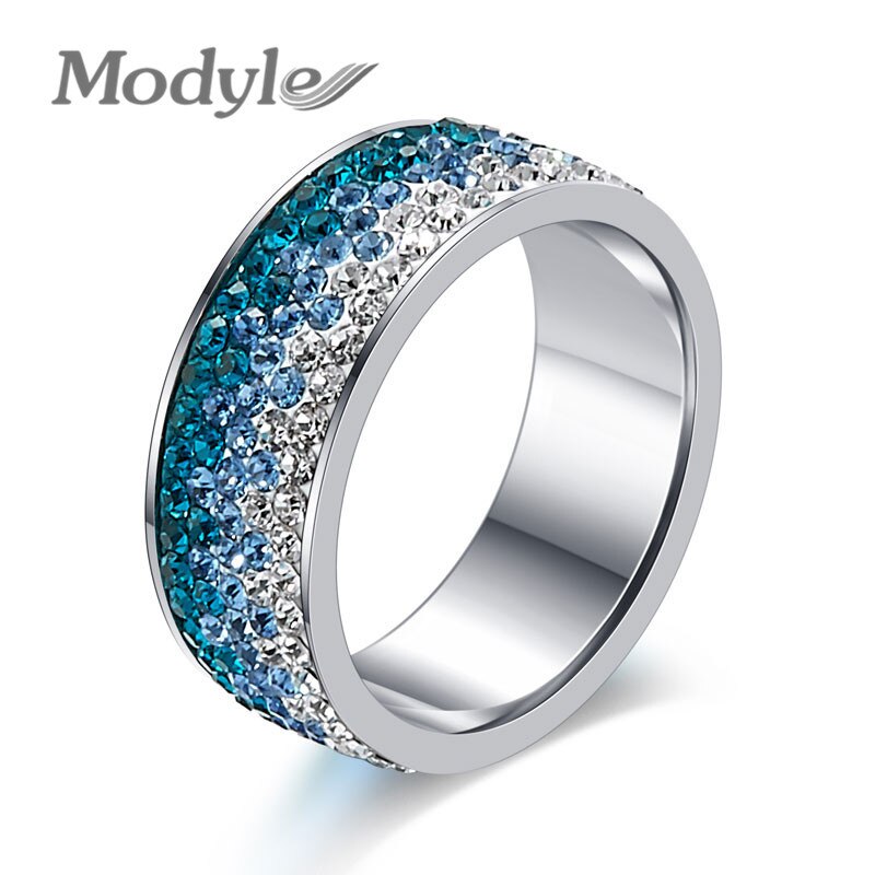 Modyle Zirkoon Ringen Clear CZ Goud-Kleur Ringen voor Vrouwen Mode-sieraden: 9 / Blue