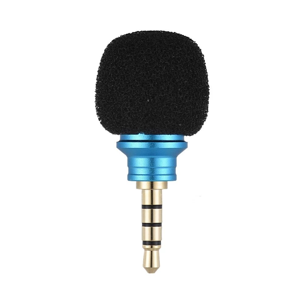 Smartphone Portable Mini Microphone Omni-Directional Cellphone Mic For Meeting Recorder For 3.5mm Jack Mobile Phone: Blue