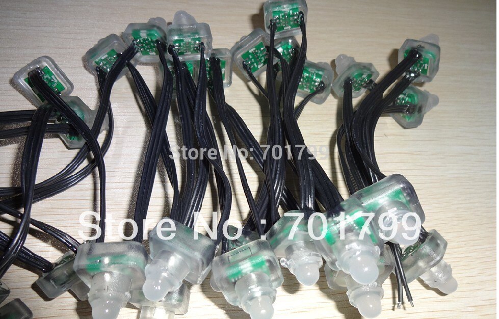 50pcs DC5V WS2811 LED pixel node,IP68 rated;all black wire,square type