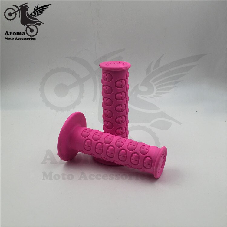 Manillar de motocross con esqueleto humano, empuñaduras de goma universales para moto KTM pit bike: pink