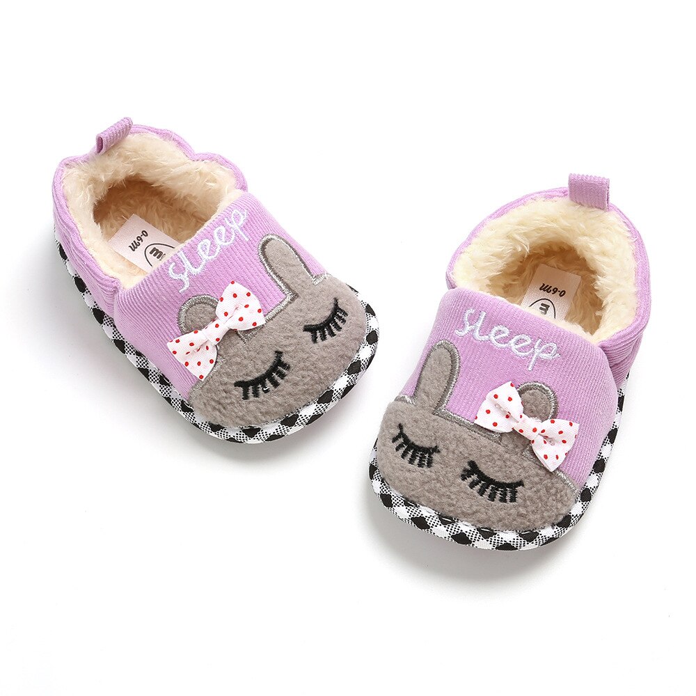 Chaussures d'hiver pour bébé de 0 à 1 ans, en coton, tricotées, imprimées d'animaux, chaudes, à semelles souples, pour -né