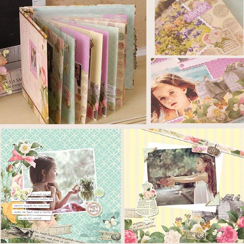 Feito à mão diy álbum crianças scrapbook bebê crescimento comemorativo casamento álbum de produção material pacote casal presente álbum