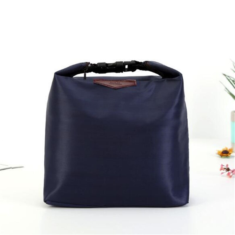 Waterdichte Koeltas Nylon Praktische Kleine Draagbare Ijs Zakken 6 Kleur Thermos Lunchbox Picknick Packet Bento Box Voedsel Thermische tas: Navy Blue