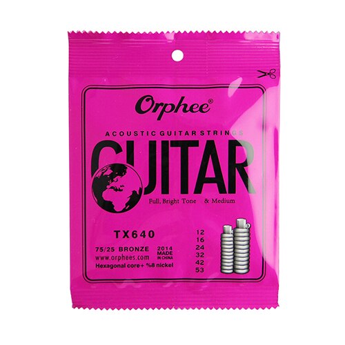 Orphee 1 Set Akoestische Gitaar String Zeshoekige Core + 8% Nikkel Volledige, brons Heldere Tone & Extra Licht Extra Licht Medium: TX640 012