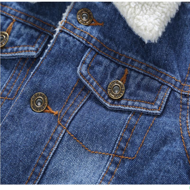 Herfst Winter Baby Meisje Denim Jasje Revers Warm Plus Fluwelen Thicken Peuter Jongen Bovenkleding Cowboy Jas Kids Denim Jacke 2-8y