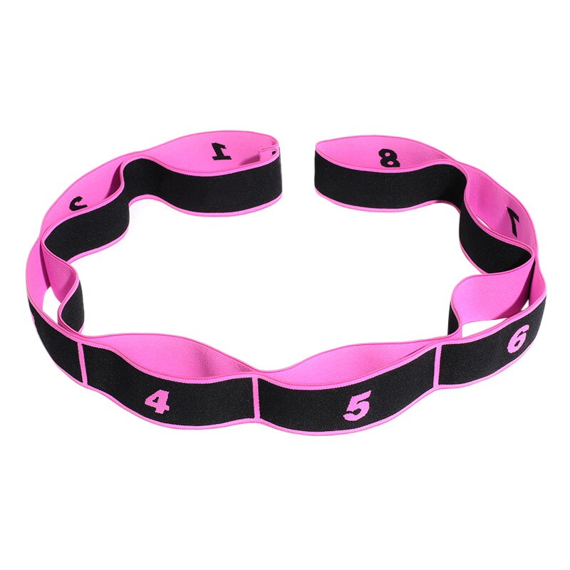 Elastic Nylon Yoga Stretch Strap With 8 Loops Latex Latin Dance Band Split Stretching Toughness Training Fitness Tool: Pink-Black