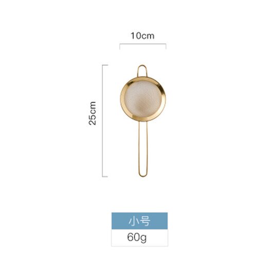 Kitchen Stainless Steel Strainer Cooking Oil Flour Filter Sifter Tea Strainer Rose Gold Colander Kitchen Tools Accessories 1PC: Small gold