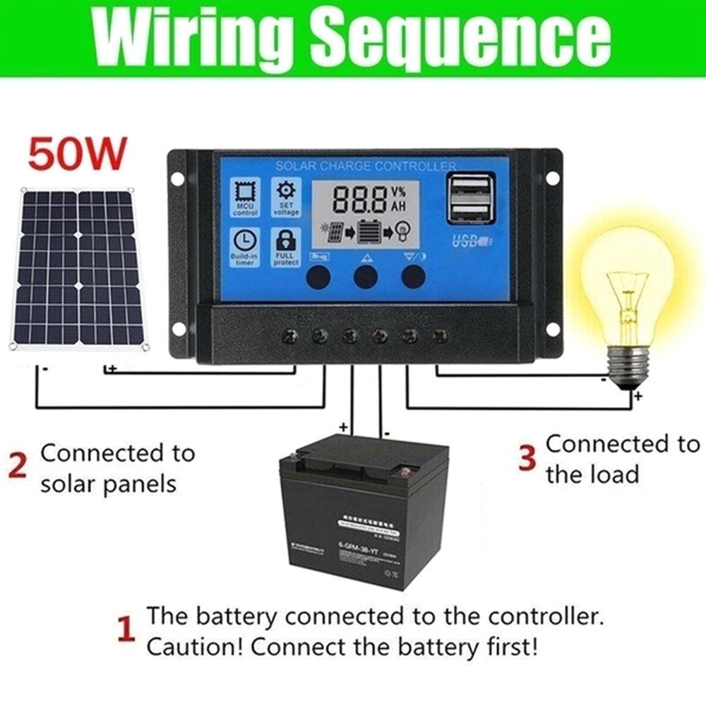 Solar charge controller pwm solar controller pwm controller solar controller 12/24v 5v/1.2a dobbelt usb lcd hjemmebåd