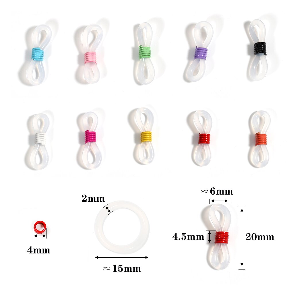 50 20pcs Glasses Chain Clasp Silicone Rubber Ring Non Slip Connector DIY Strap Eyelets Rope Sunglasses Cord Accessories Supplies