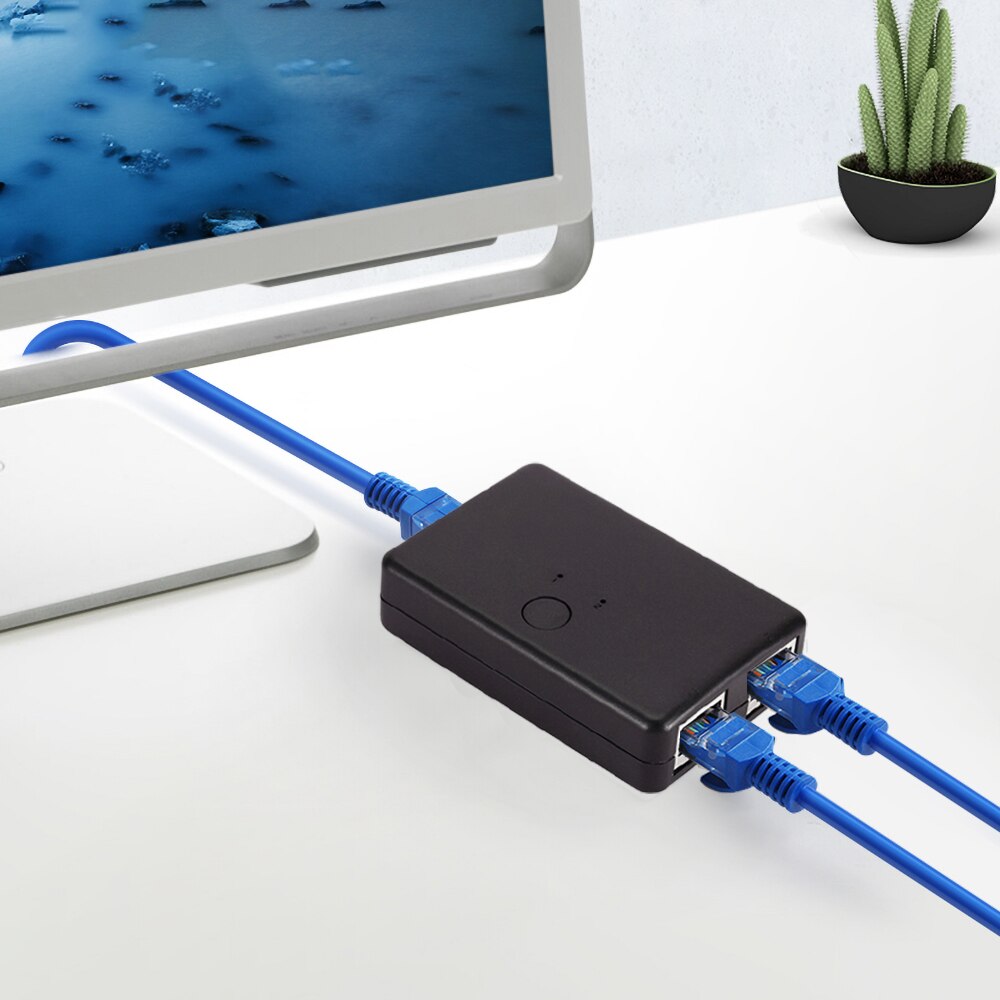 2 In 1 Out Ethernet Network Cable Splitter Connector Adapter 2 Ports RJ45 CAT6 LAN HUB Network Switch Box Selector For Laptop