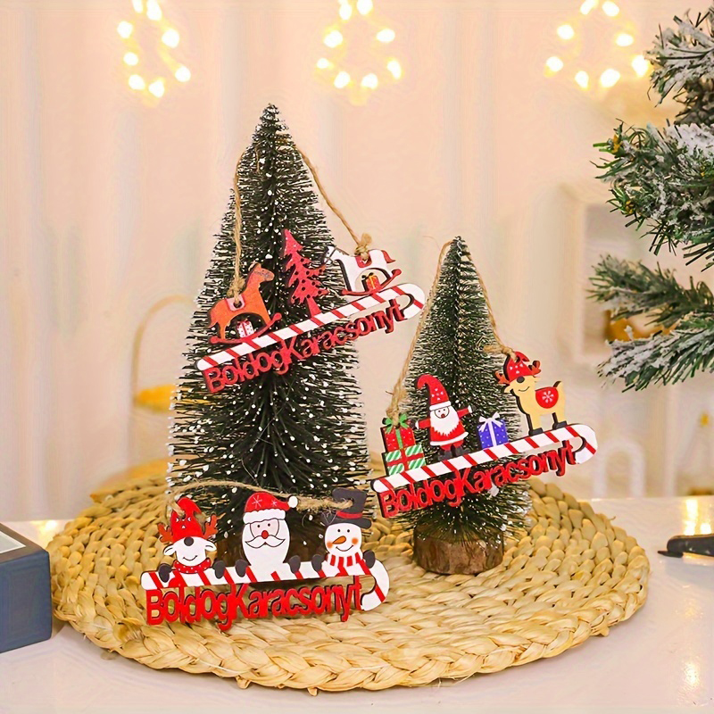 Weihnachts tür hängen Plaketten Holz Boldogkaracsonyt Zauberstab dekoration für Heimat Bar Cafe Tür Santa Claus Elch Schneemann hängen Zeichen