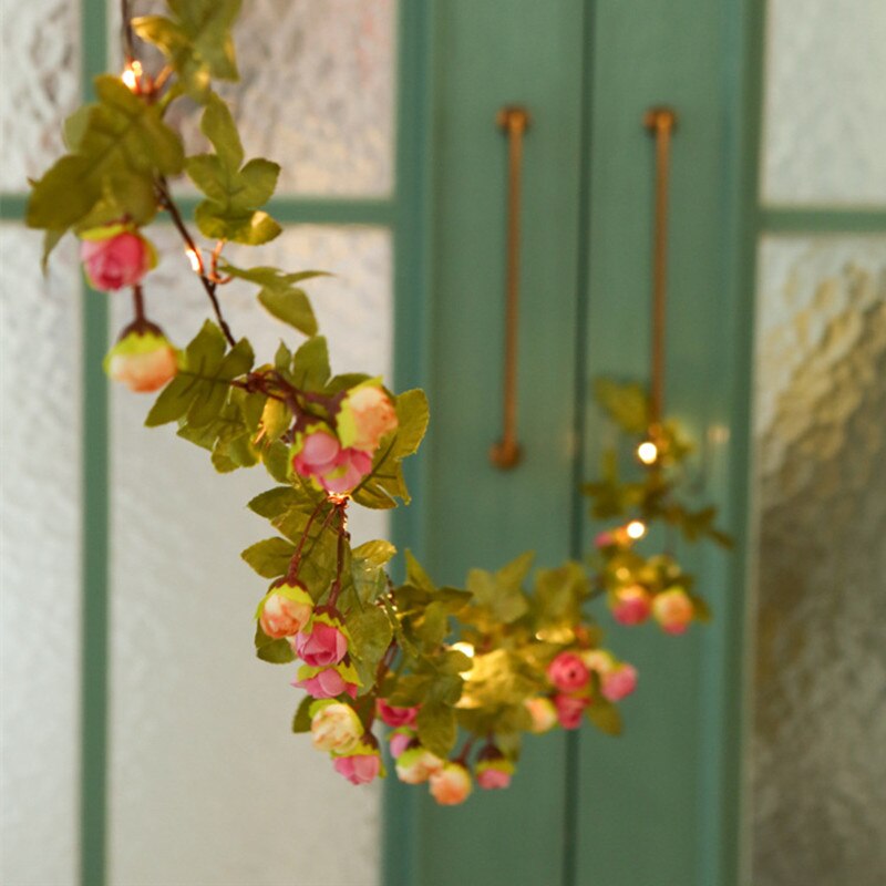 Led String Lights Christmas Decorative Outdoor Bedroom DIY Garland Fairy Lights 2m 20 Led Copper Wire Pine Cone Flowers: style5-pink