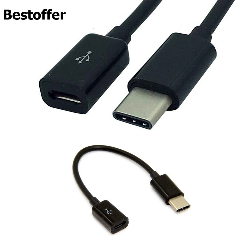 10 Cm/15 Cm USB2.0 Micro Usb 5 Pin Female Naar USB-C 3.1 Type-C Male Converter Kabel adapter