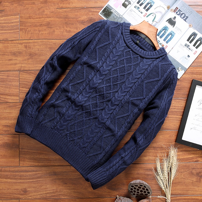 Casual vintergensere herre ensfarget rund hals slim fit elastisk strikket genser herre genser herre varm genser homme