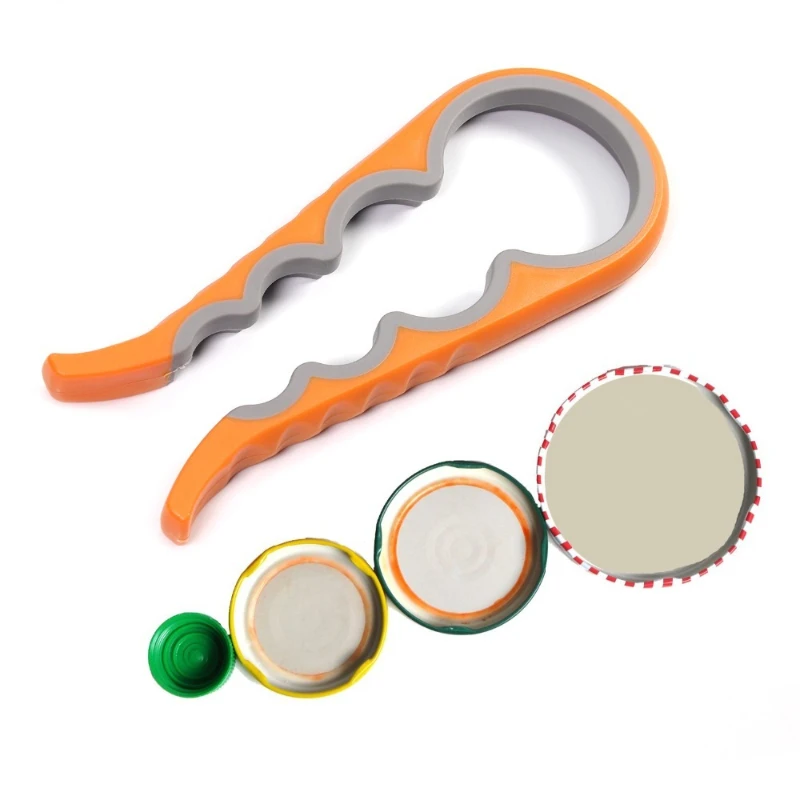 Deckel-Glasöffner, 4-in-1, handlicher Glasöffner mit Schraubverschluss, Mehrzweck-Dosenöffner, Flaschendeckel-Griff, Schraubenschlüssel, Flaschen- und Küchenhelfer