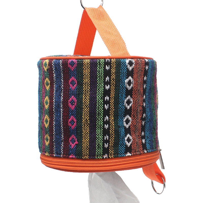 Outdoor Camping National Style Folding Toilet Paper Tissue Case Holder Portable Travel Napkin Storage Bag Durable Box: B