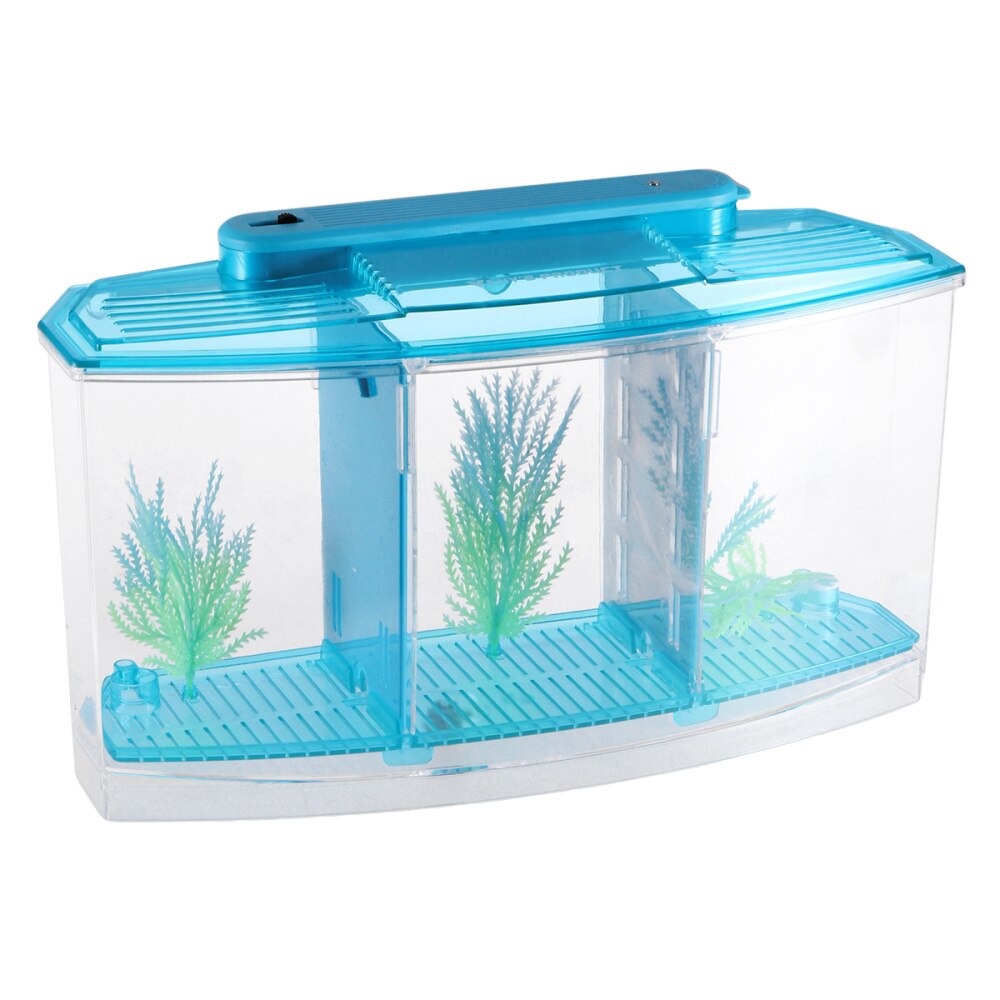 Mini Fish Tank Self-Cleaning Desktop Mini Ecological Goldfish Tank Square Hatching Seedlings Aquariums for Home Shop (Purple): Blue