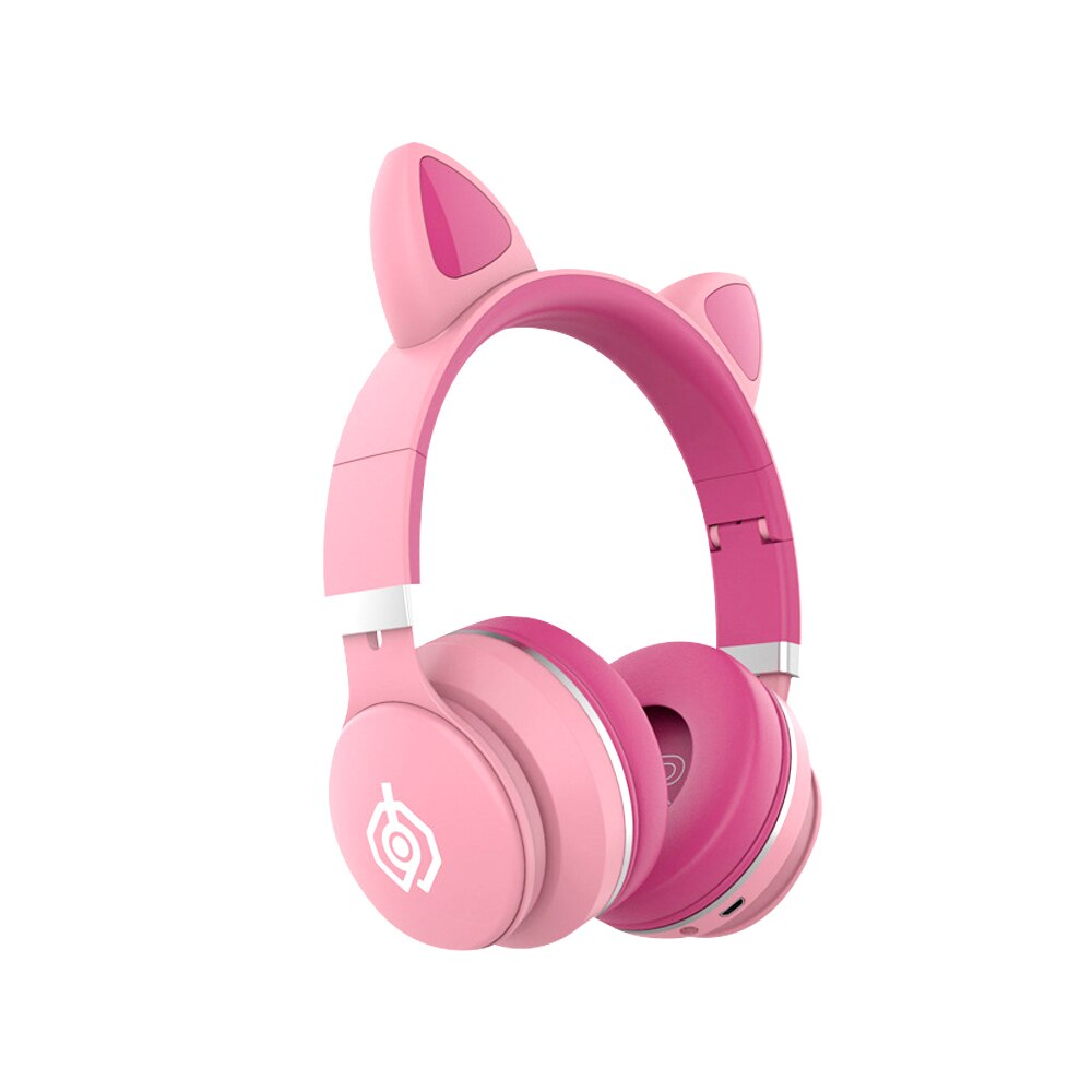 Écouteurs bluetooth roses pour enfants, casque lumineux avec basses pour huawei iphone 12 , meilleur casque sans fil compatible avec carte tf: Rose avec boîte