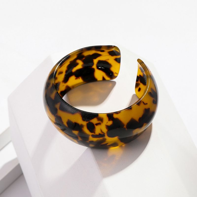 Brazalete de leopardo con placa de acetato para mujer, brazalete ancho con apertura, joyería para mujer, decoraciones de