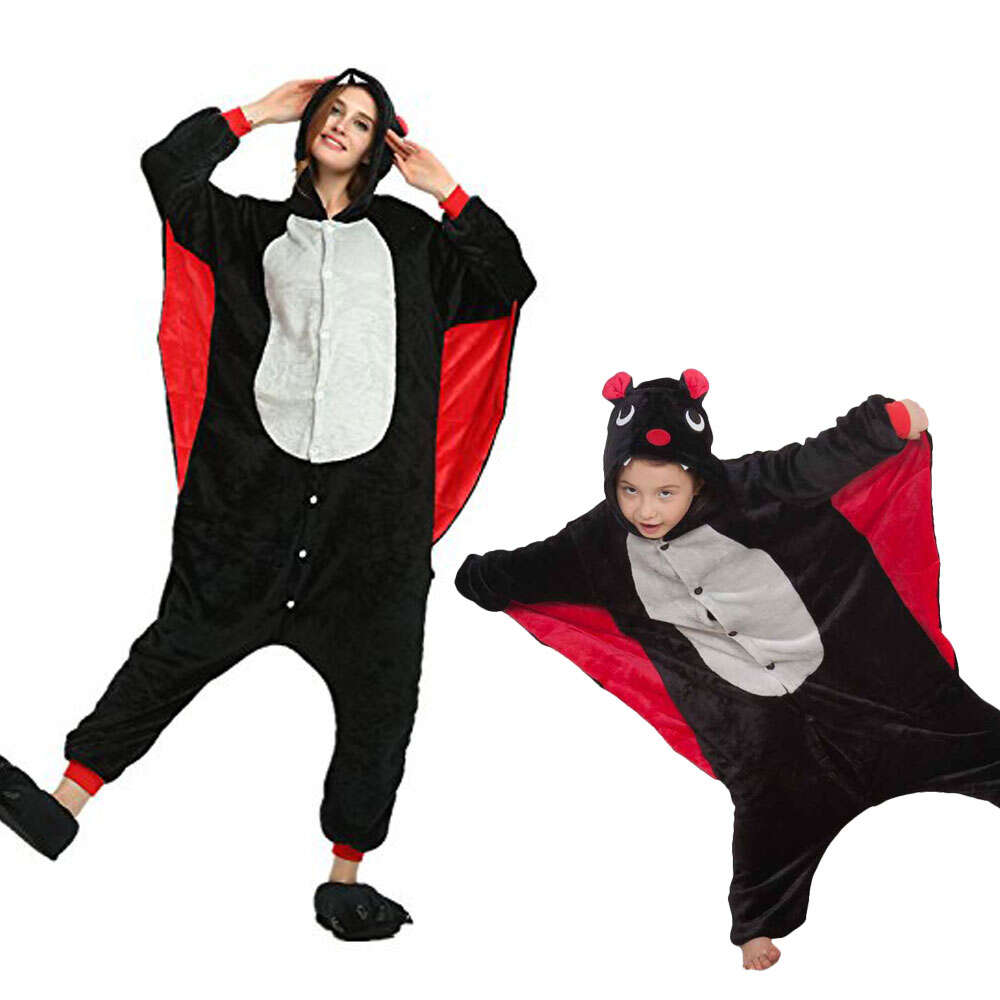 Pijama de animales con capucha para niños y mujeres, ropa de dormir bonita, traje de murciélago, mono con capucha, Kigurumi