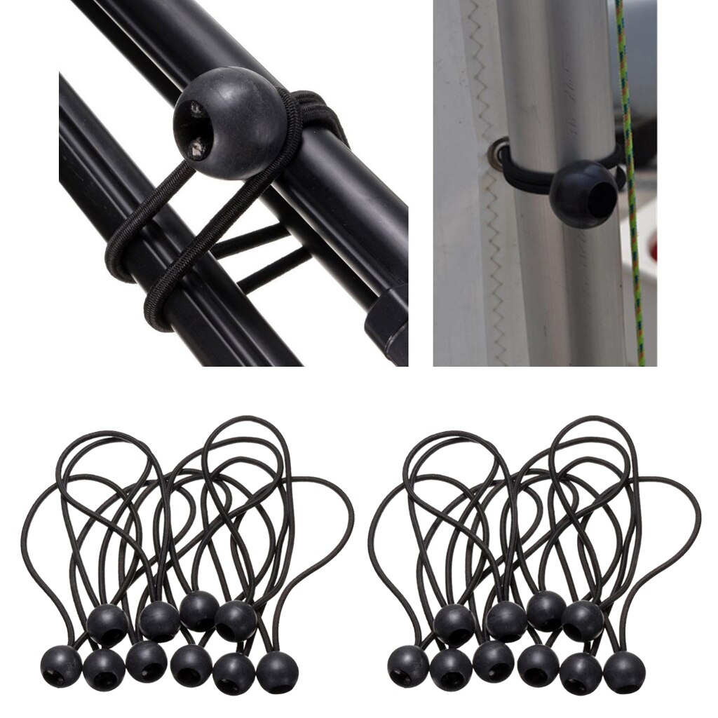 20 stuks Elastische Tent Tarp Fix Cords Zwarte Luifel Banner Ties Bal Bungee Vaststelling Riem