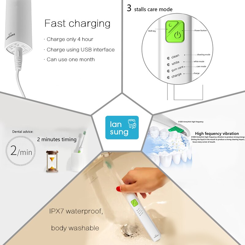 Ultrasonic Sonic Electric Toothbrush Rechargeable Tooth Brushes electric toothbrush with U1 tooth brush heads cepillo dental 4