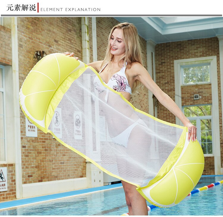 PVC inflatable water floating bed with net can be folded, double backrest floated row: I