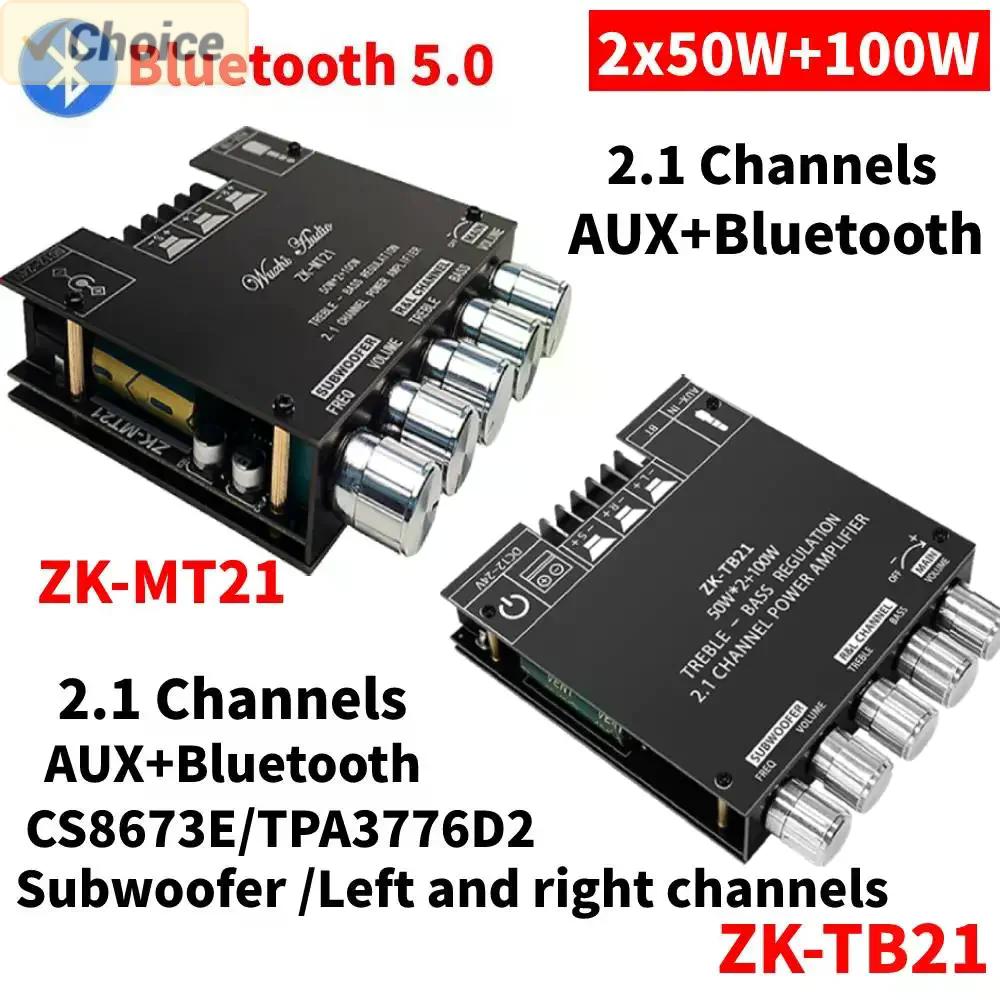 Amplificador Compatible con Bluetooth, ZK-1002T, HIFI, 2,0 canales, 100Wx2, Kit de módulo de Audio, ajuste de Subwoofer, canal de placa amplificadora