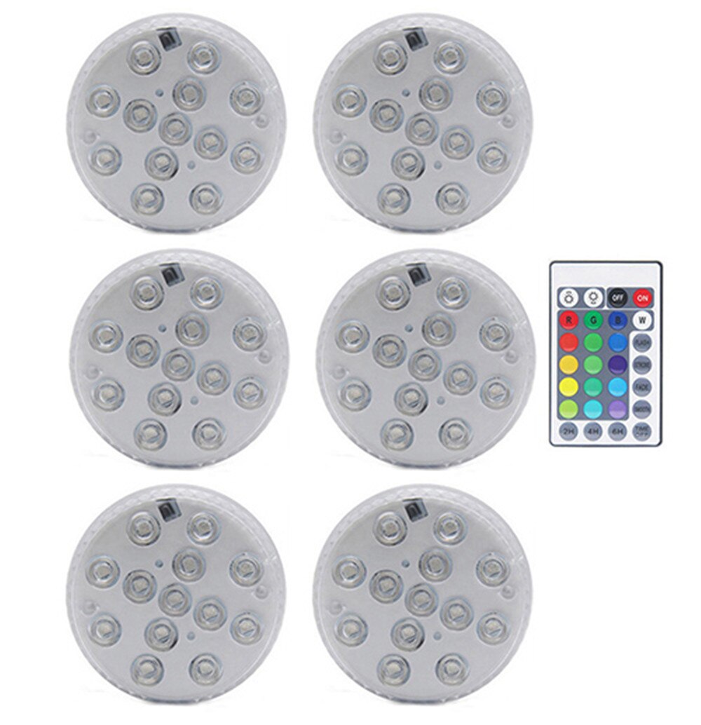 mise à niveau Aimant RVB Lumière Submersible IP68 13LEDs Sous-Marine Lampe De Nuit Extérieure Vase Bol Étang Piscine Décoration Lampe: 6 lamp 1controller