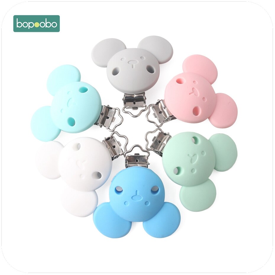 Bopoobo 1pc dejlige bjørn silikone mus sutter klip baby tænder tænder tilbehør diy håndværk sut holder sikker teether