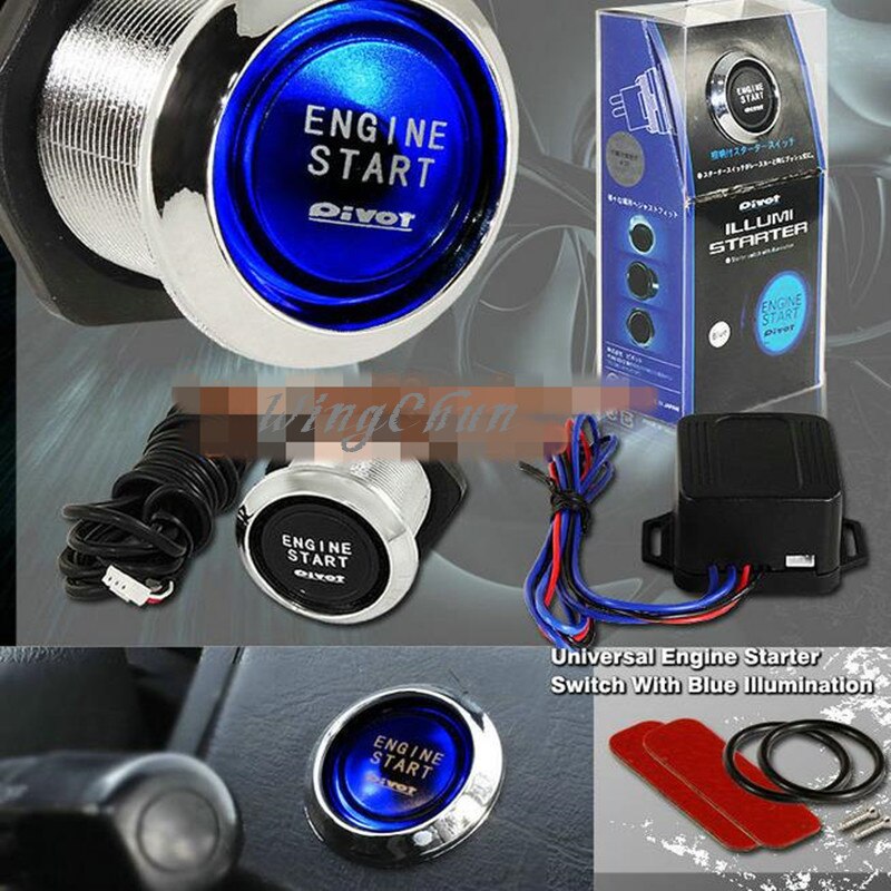12V Car Engine Start Push Button Switch Ignition Starter Kit Blue LED Universal Keyless Ignition Switch Kit