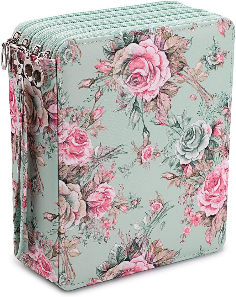 Colored Pencil Case- 160 Slots Pencil Holder Pen Bag Large Capacity Pencil Organizer with Handle Strap Handy Colored Pencil Box: Blue