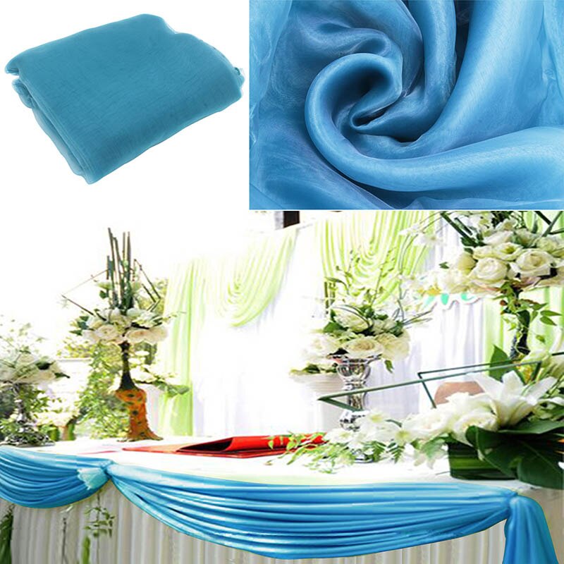 Tissu Organza avec ruban pur 10M x 1.35M | Couverture pour mariage, fournitures de décoration pour Banquet de mariage, célébrations d'hôtel: teal blue