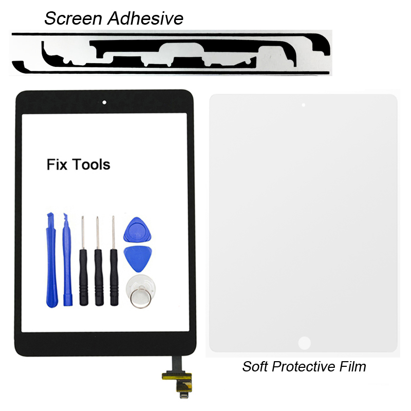 1Pcs Digitizer Touch Screen Voor Apple Ipad Mini 1 1st Gen A1432 A1454 A1455 Voor Glas Lens + Knop + Ic + Adhesive + Gereedschap