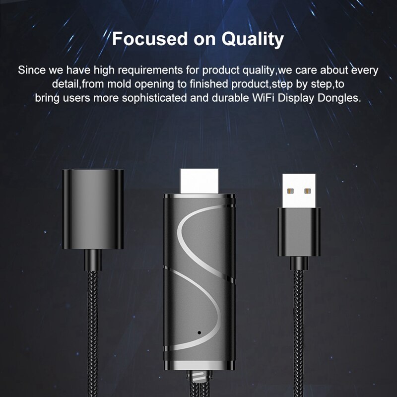 Display Dongle Kabel 1080P Usb Naar Hdmi Kabel Micro-Usb/Type-C Interface Ondersteuning 4K compatibel Met Android En Ios