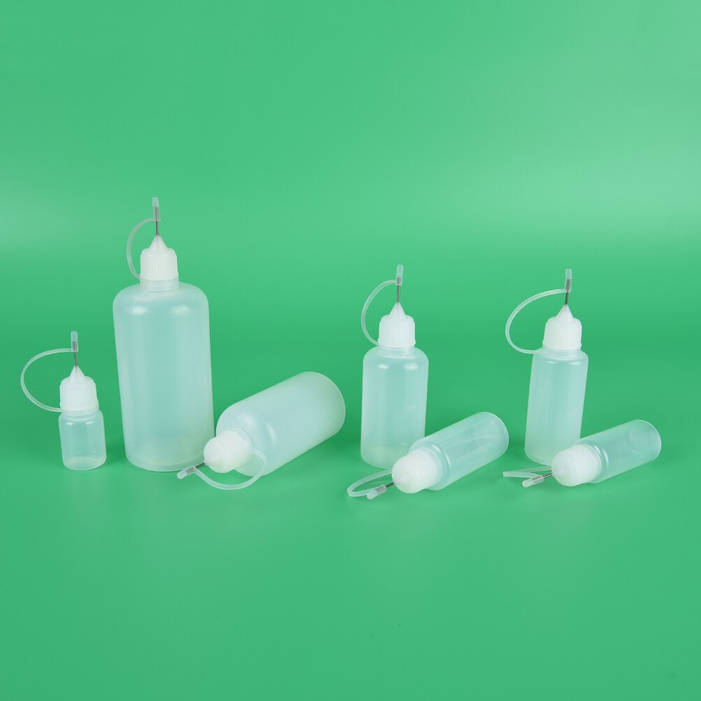 1set ( Bottle+ Needle Tip Cap+ Silicone Loop) 50ml Needle Squeeze Bottle Metal Needle Cap White Plastic Empty Dropper Bottles