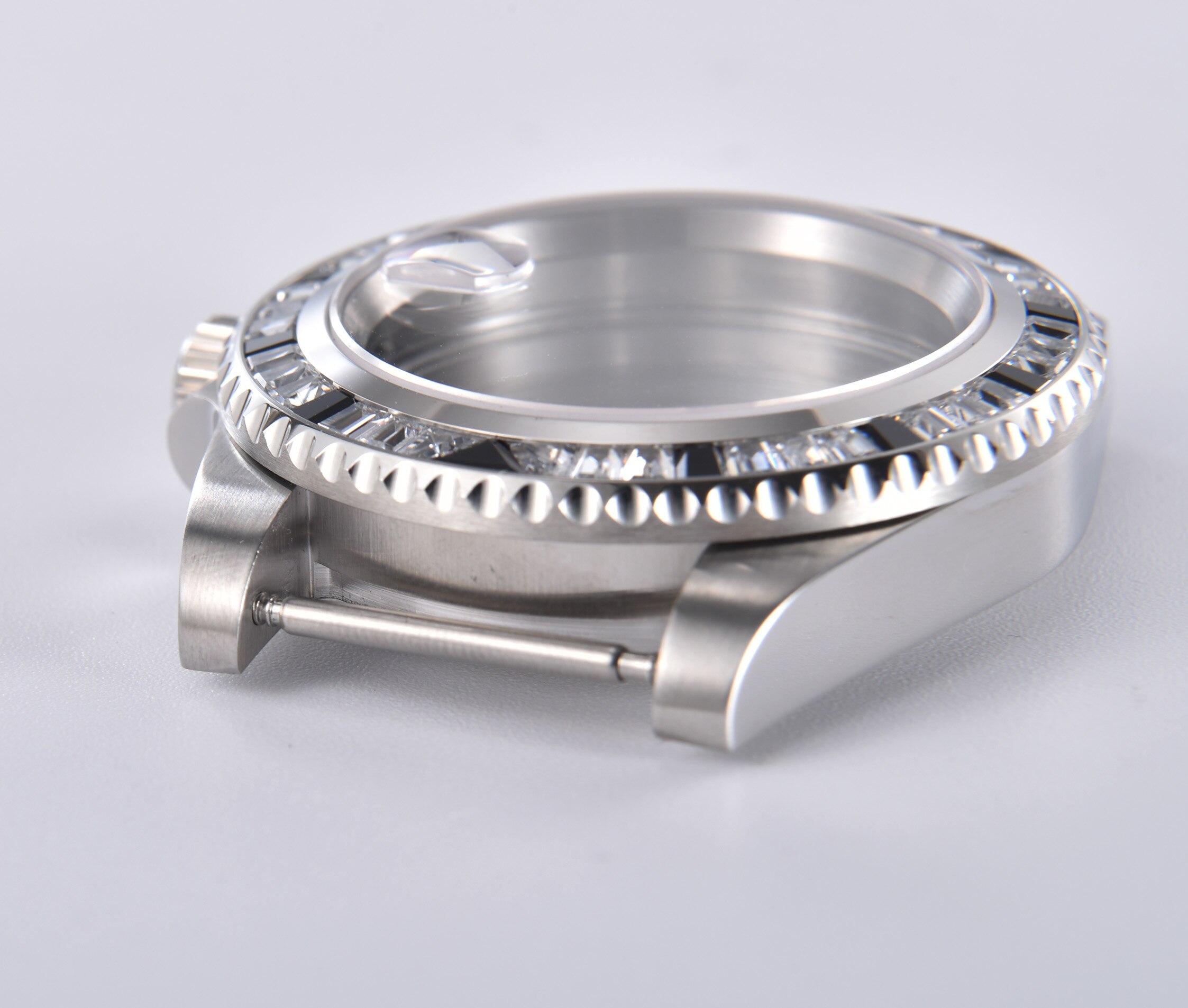 Sapphire Crystal Unidirectional Rotating Crystal Bezel Watch Case Stainless Steel 40mm Men R5