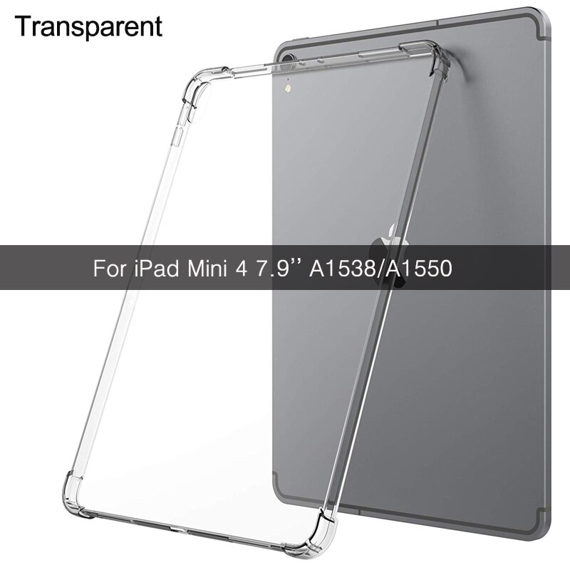 Silicona transparente caso para iPad 10,2 caso de transparente funda trasera de TPU para iPad 9,7 2/1 3 Pro 10,5 11 Mini/2/3/4/5 Capa: For iPad Mini 4