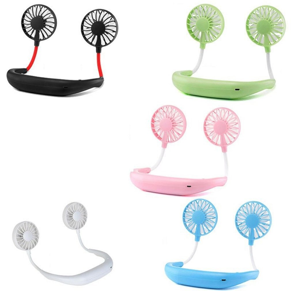 7-leaf sports wear hanging neck fan Lazy Wear Portable Fan Plastic 360 Degree Rotation Refrigeration Air cooler