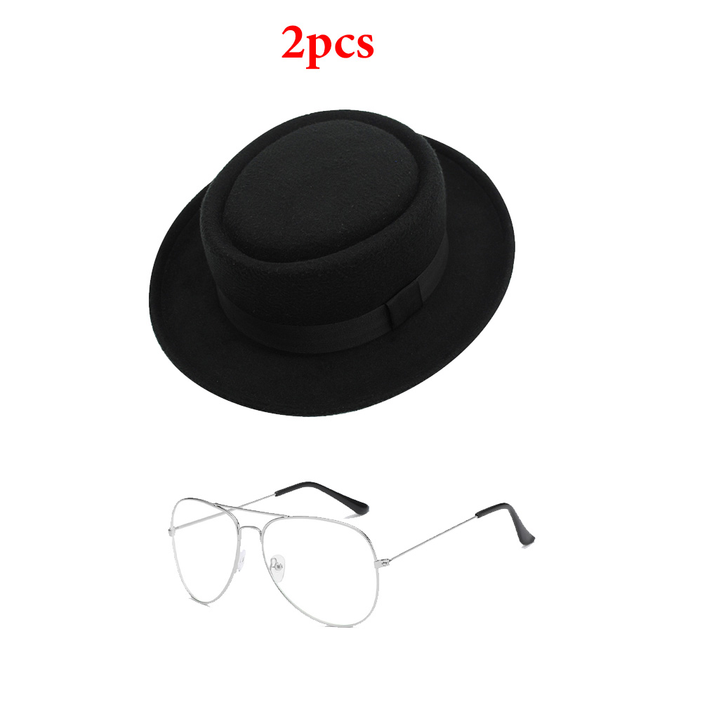 Disguise Walter White Cosplay Eyeglasses Hat Headgear Breaking Roleplay Bad Cap Eyewear Adult Men Costume Accessories Halloween: Blue