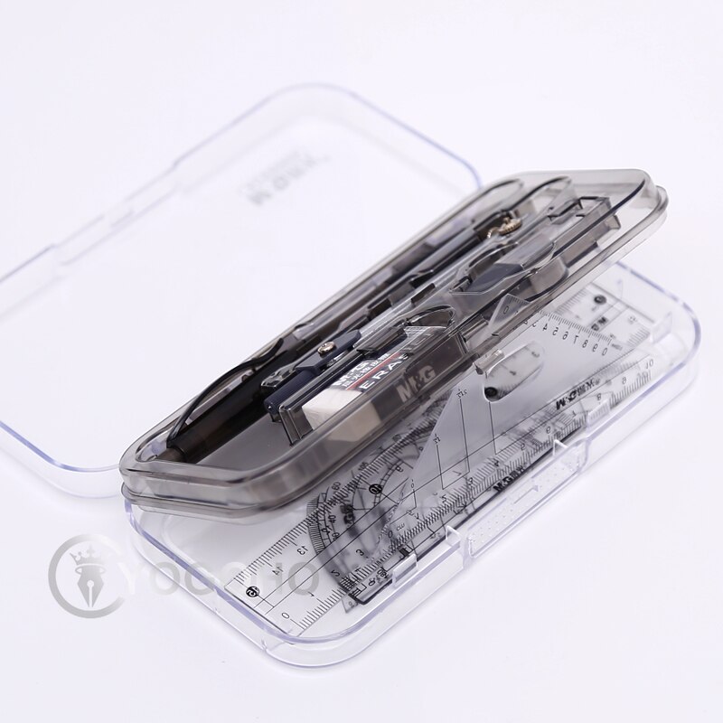 M&amp;G Student Geometry Protractor Drawing School Eraser Compasses Set Math Eraser Ruler For Students