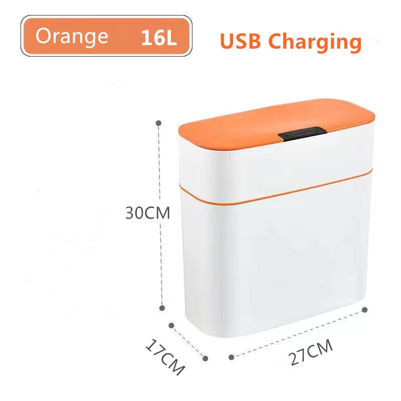 XIAOMI MIJIA 13-16L Smart Sensor USB ricaricabile automatico cestino cucina soggiorno bagno induzione domestica bidone della spazzatura: USB Orange 16L