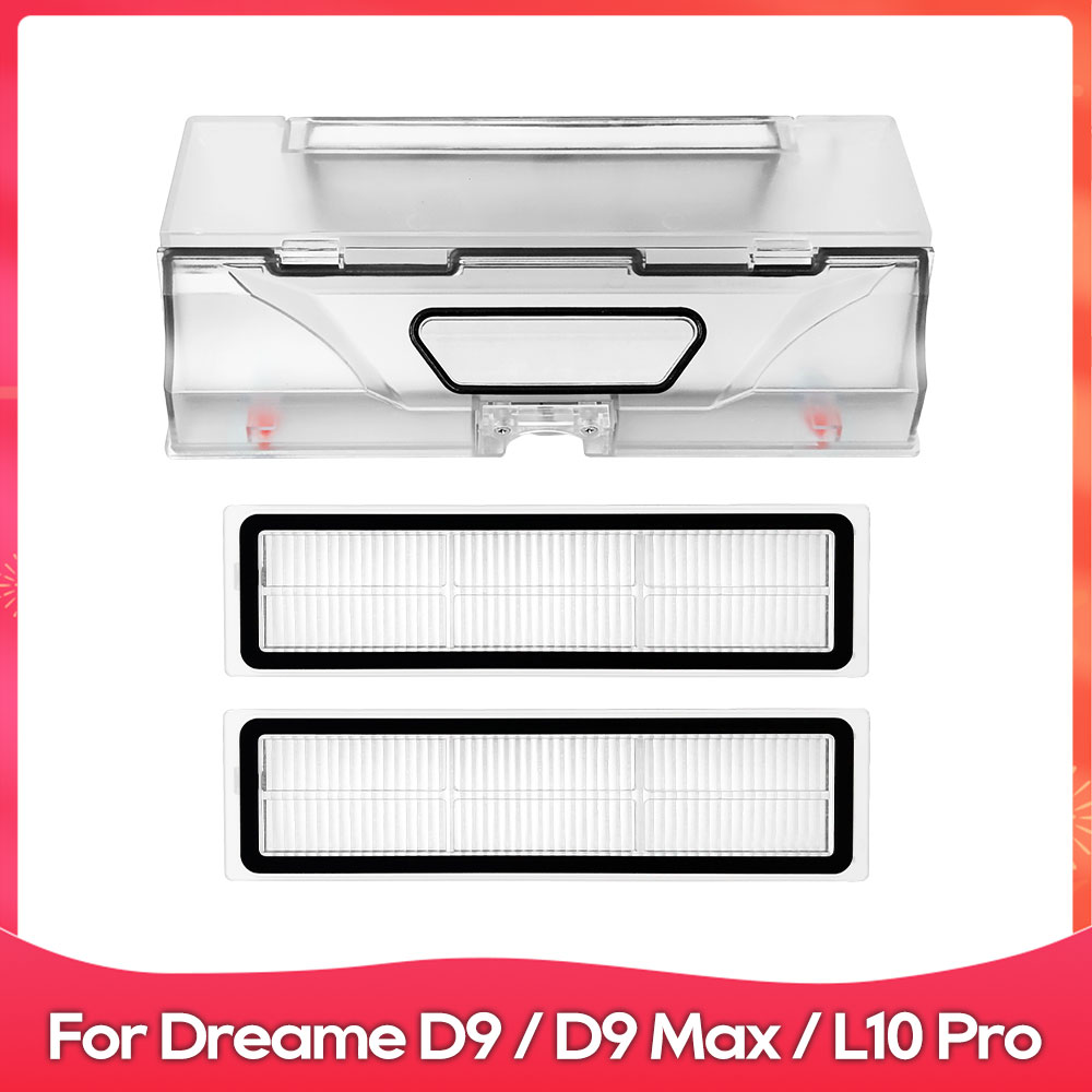 Fit For ( Dreame D9, D9 Max, L10 Pro, Trouver LDS Finder ) Roller Side Brush Mop Water Tank Filter Dust Box Accessory Part: Light Grey