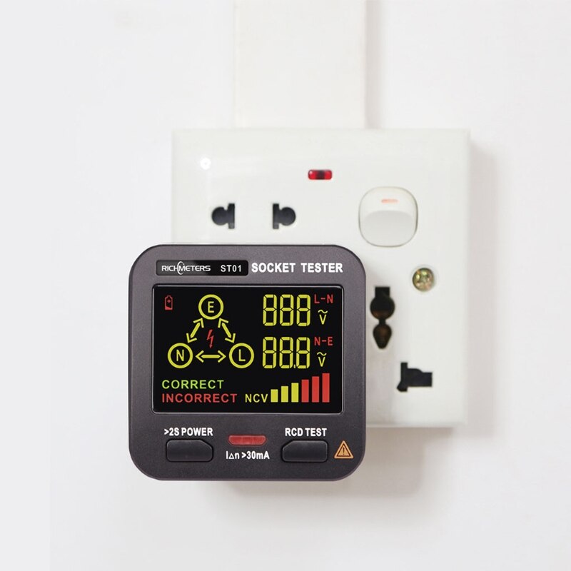 ST01 Receptacle Tester Power Circuit Analyzer Wall Plug Leakage Tester Electrical Circuit Braker Finder LCD 3 Results